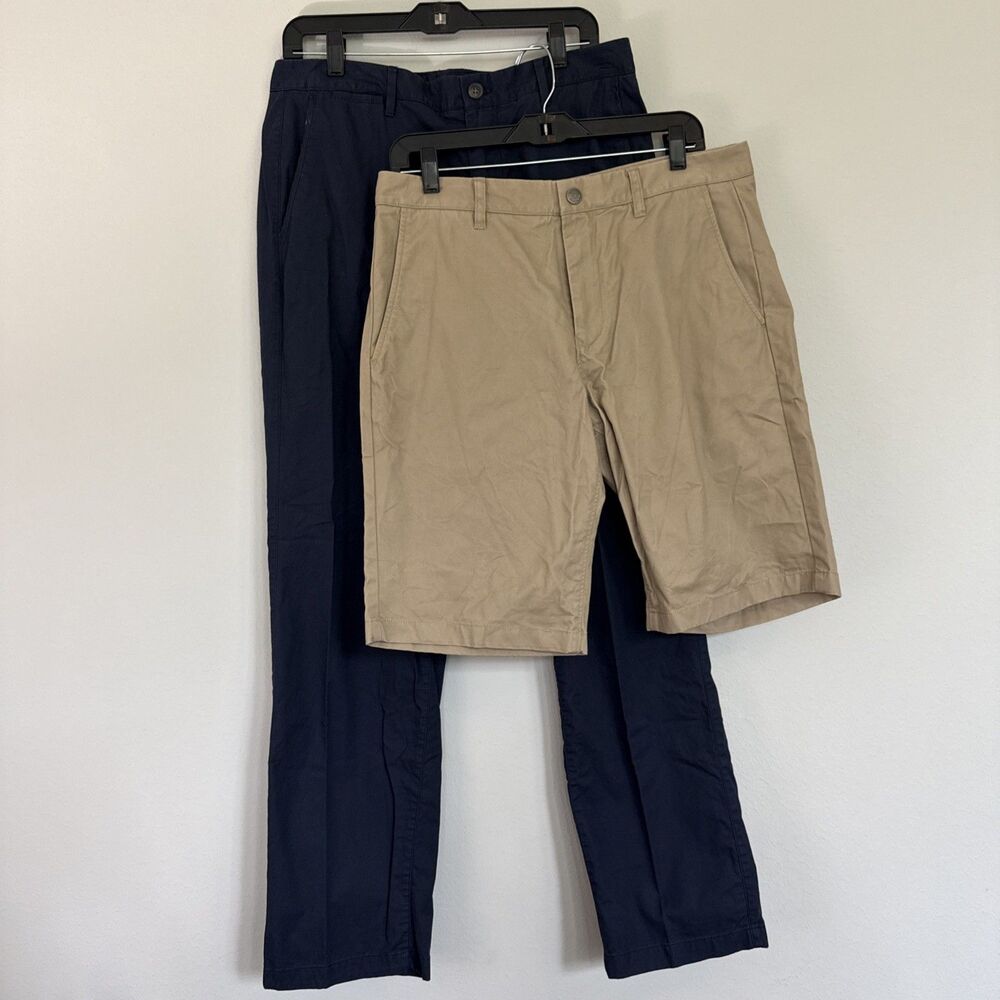 Bonobos Straight Fit Navy Chino Pants 33x32 & Size 33 Khaki 11” Shorts